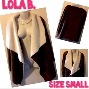 Lola B Waterfall Shearling Cardigan Size Small NWOT